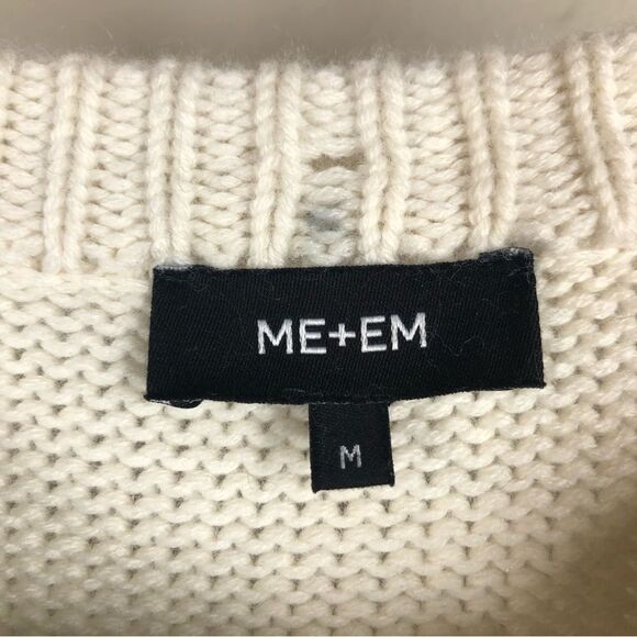 ME+EM Italian Merino Wool Cashmere Breton Stripe Sweater Size Medium - Picture 6 of 9